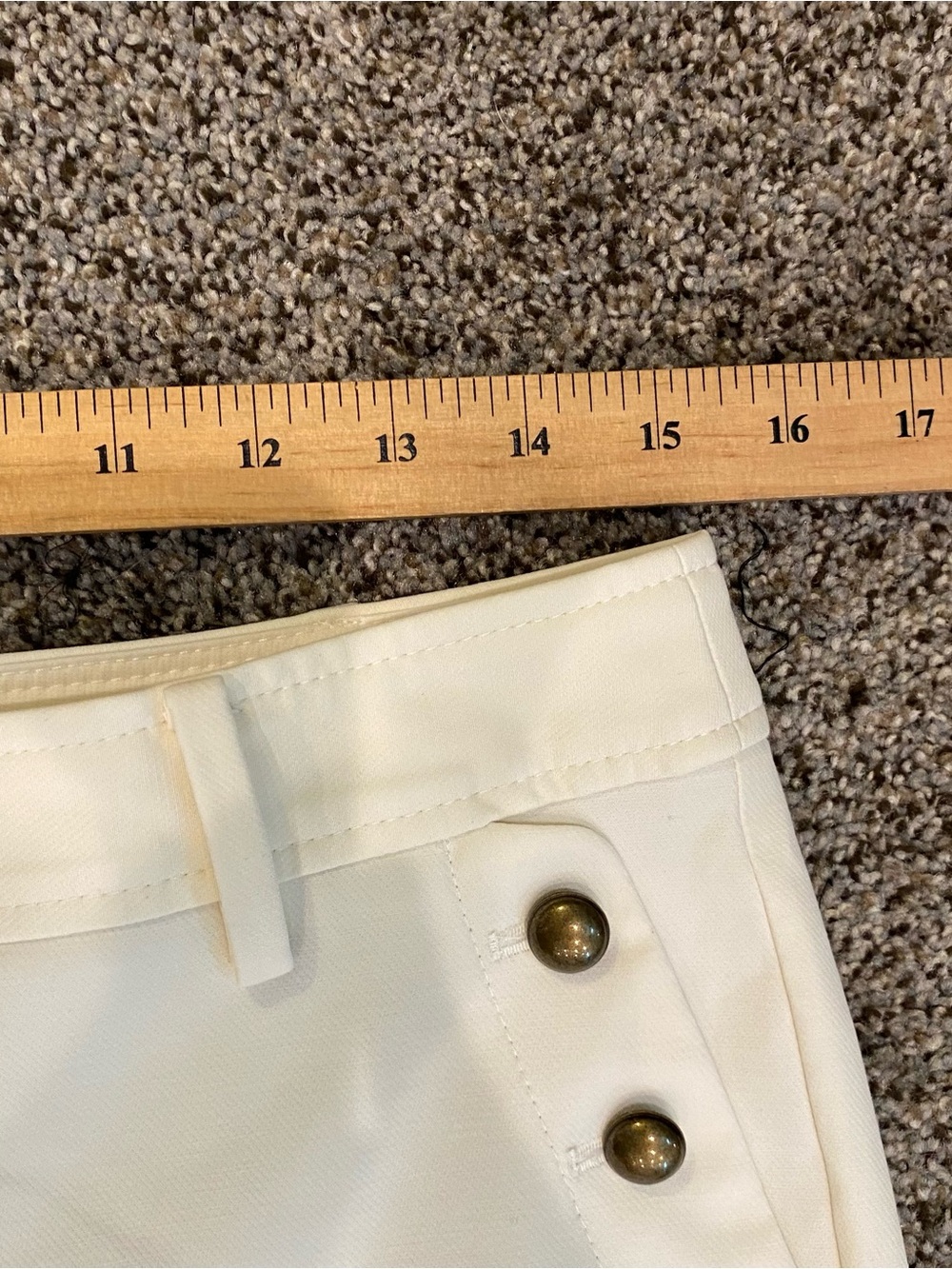 Talbots Cropped Wide-Leg White Sailor Pants w Button Details, 30" Waist, Cotton - Picture 5 of 7